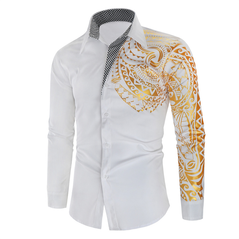 OEM men's shirt printed custom graphic tuxedo dress shirt for men