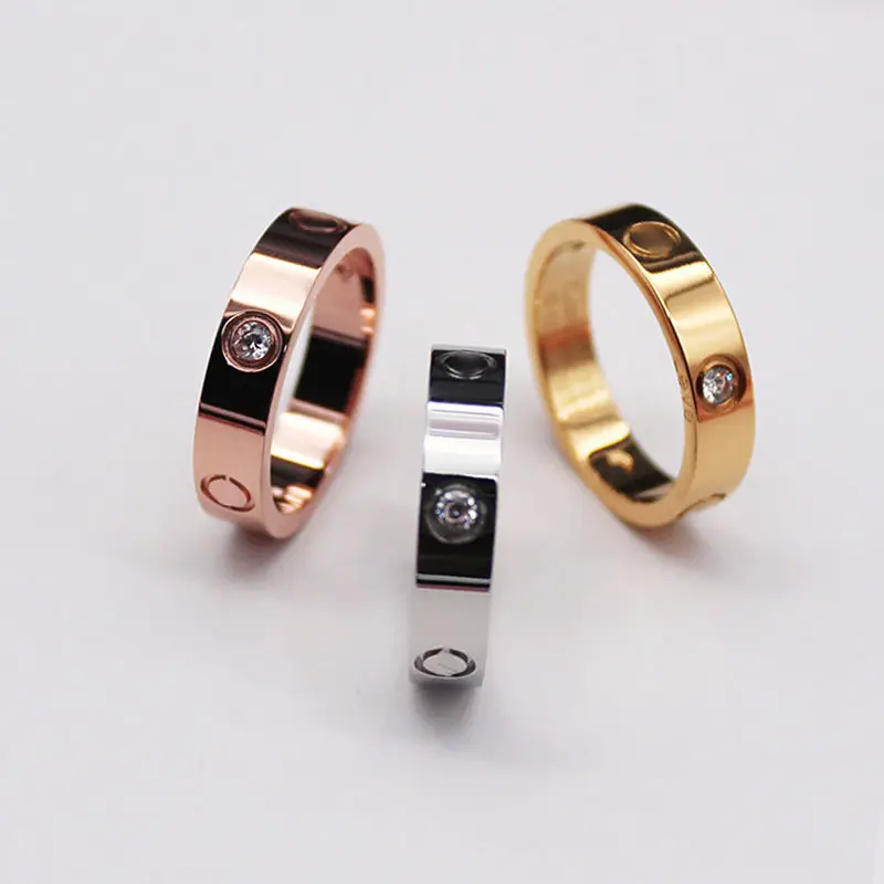 High Quality Luxury Brand Jewelry For Men Women Couple Titanium Stainless Steel Diamond Classic Screw Love Ring