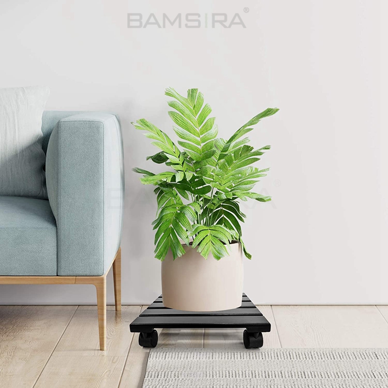 Сверхмощные бамбуковые подставки для горшков с колесами/Bamsira_BSCI
