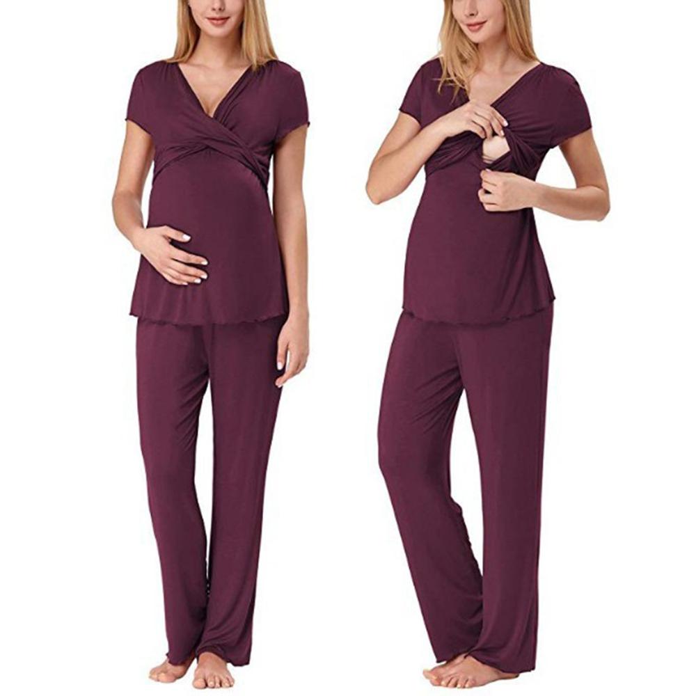 Top supplier women maternity clothing 2 piece set pajamas maternity clothes for pregnant women nursing set for Ladies