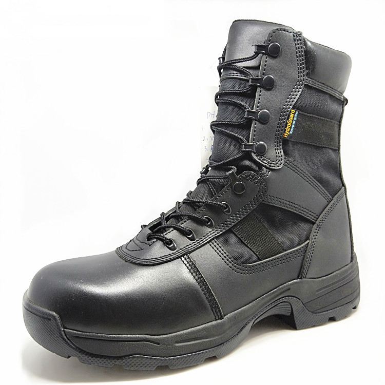 Waterproof Other Police Black leather Combat Zipper Military Boots