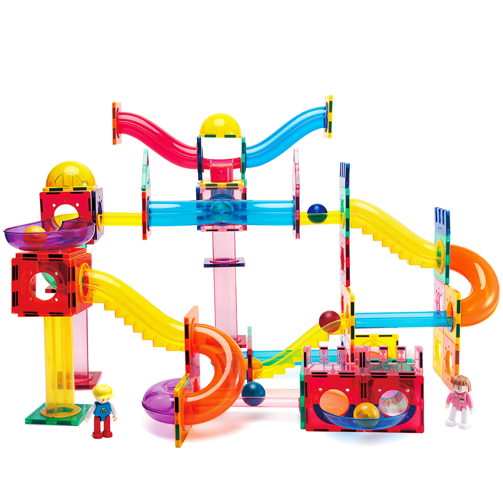128 шт. Marble Run «Магнитная плитка гоночной трассе магнит для строительства зданий Набор Обучающие стволовых обучения Магнитный блок KBKG-128