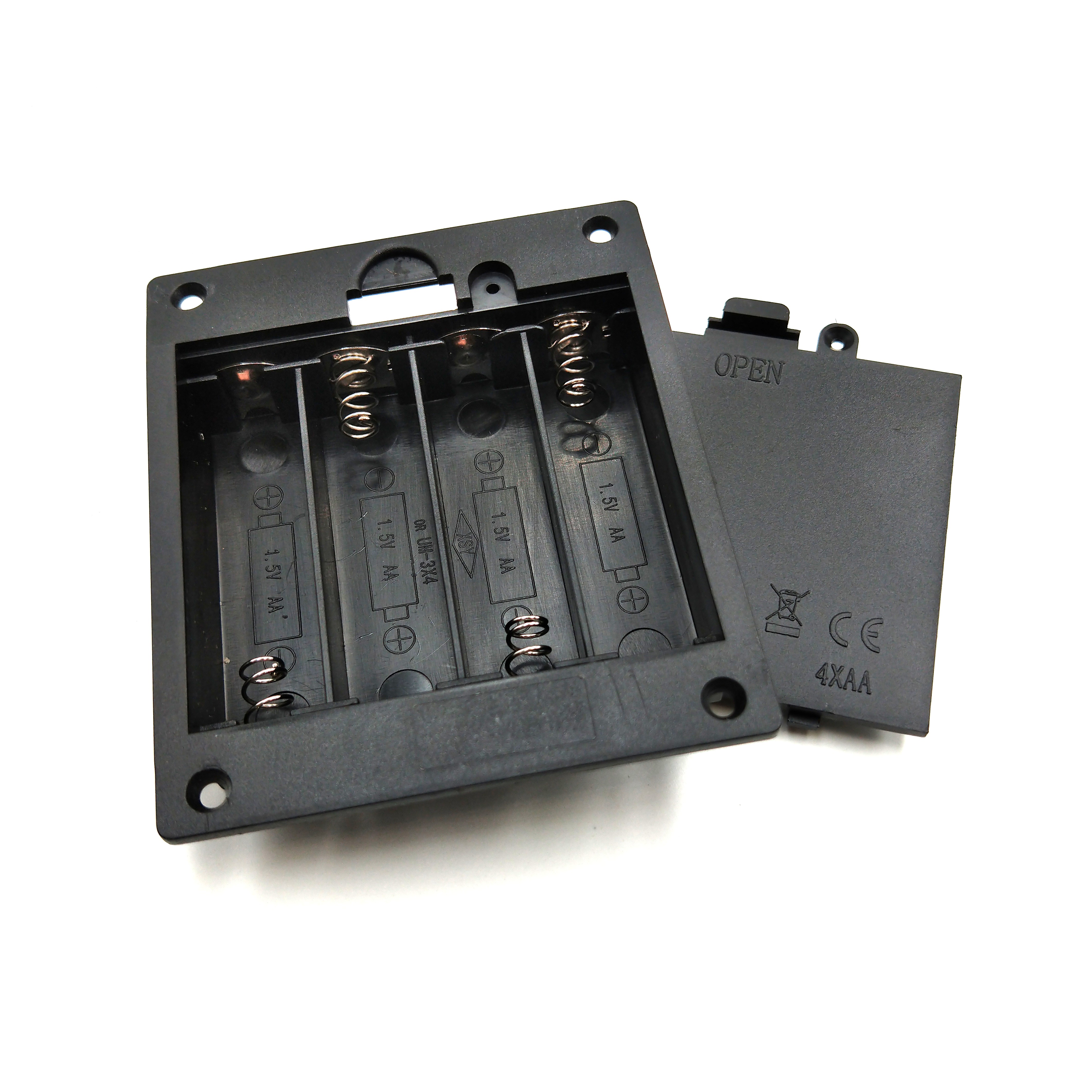 4AA 6V Встроенный 4 x aa держатель батареи с крышкой ABS Экологичный аккумулятор коробка черный/белый