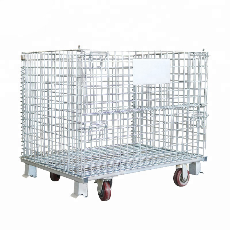 Industrial Stackable Foldable Warehouse Storage Container Wire Cages