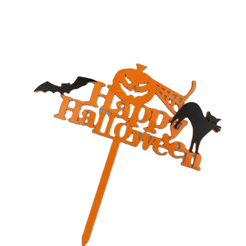 Happy halloween торт Топпер DIY Двойной Слой Акриловой торт Топпер для Хэллоуина