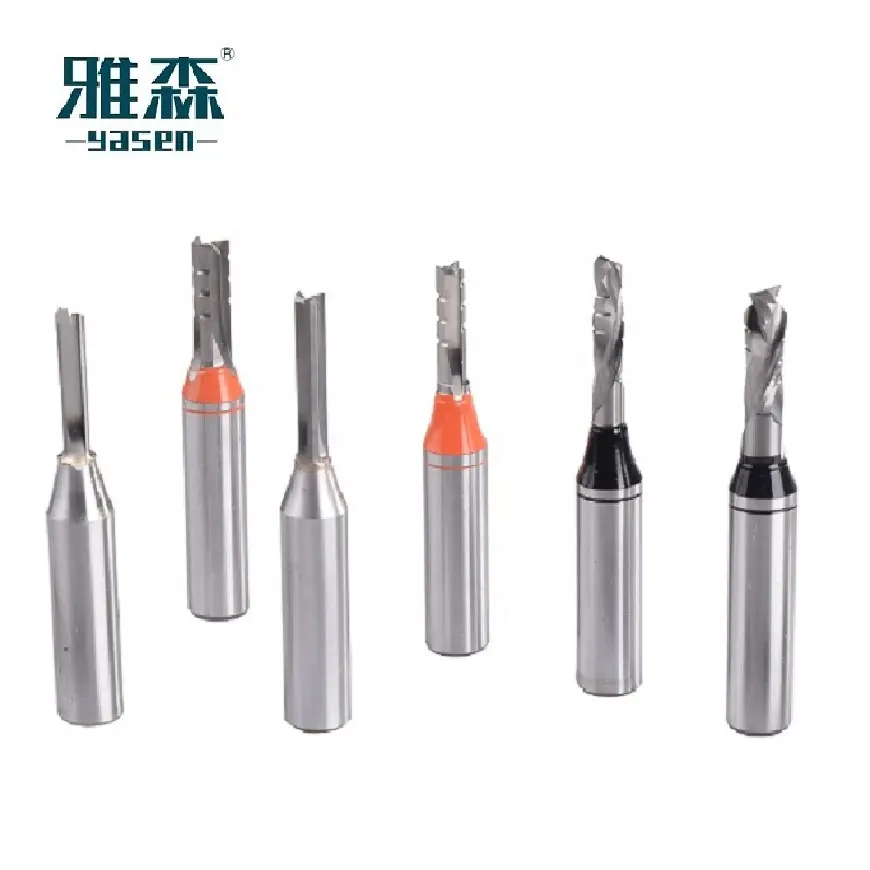 YASEN CNC Machine Tool Solid Tungsten Carbide Woodworking Straight Router Bit Milling Cutter for Wood