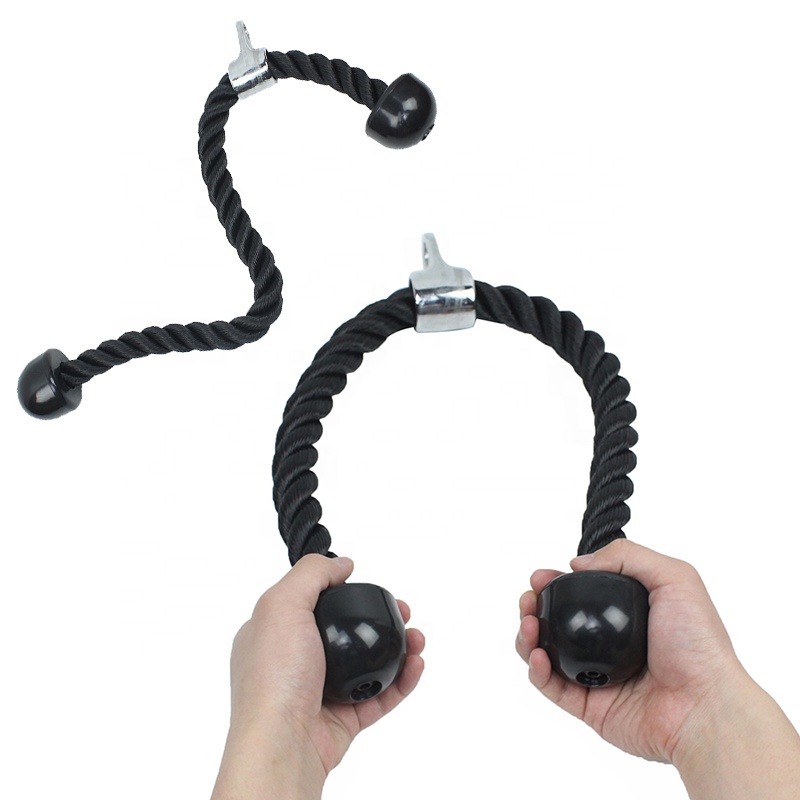 Non-slip Gym Workout Exercise Double Head Tricep Rope Fitness Pull Down Triceps Straps With Durable Hooks Handle Fitness
