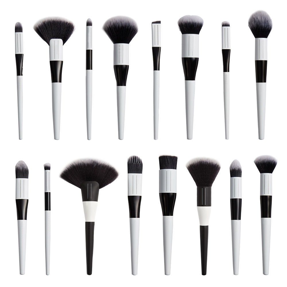 12pcs synthetic hair professional makeup brushes delicate cosmetic make up brush set in black and white