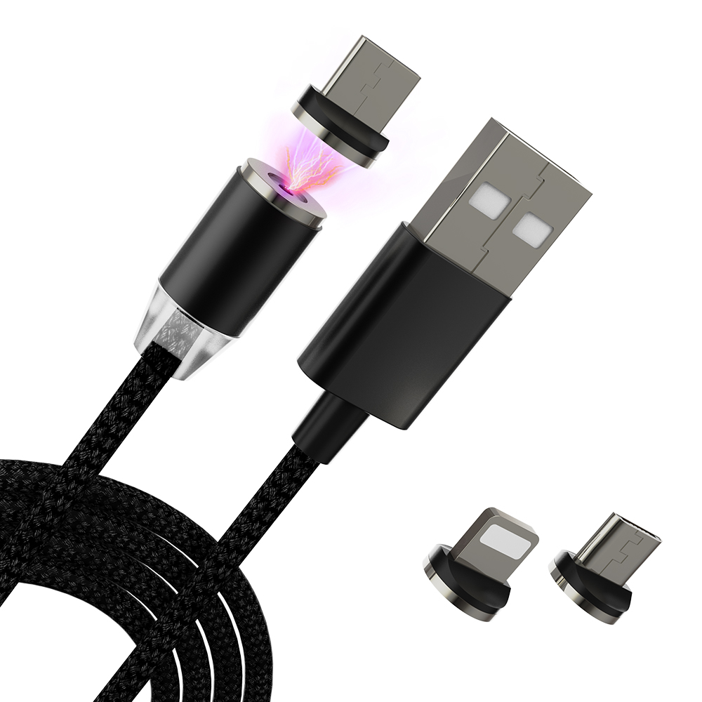 Нейлоновый Плетеный Быстрый Магнитный зарядный кабель Micro USB 3 в 1 Магнитный кабель для передачи данных