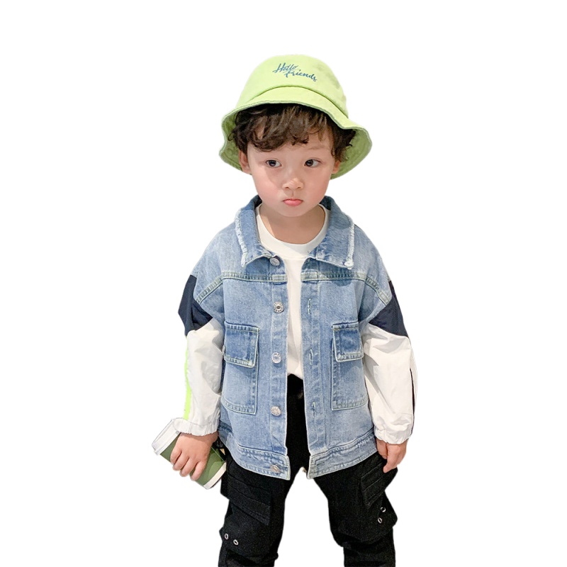 New coming children boy denim jacket coats kids splice clothes boy jean jacket