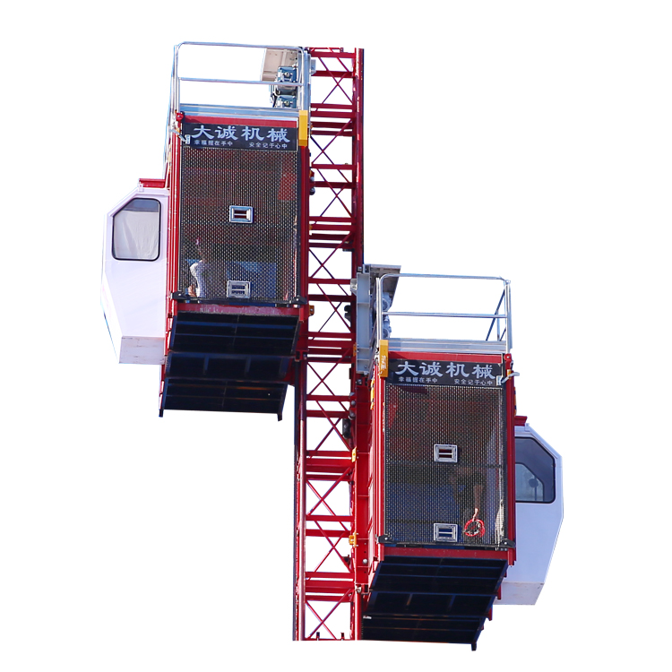 Passenger and materials construction lift rack and pinion hoists