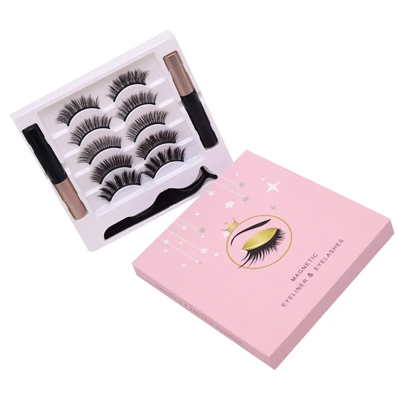 2021Top Quality 3d Magnets Powerful Mink Eye Lashes With Eyeliner Silk False Private Label Magnetic Eyelashes