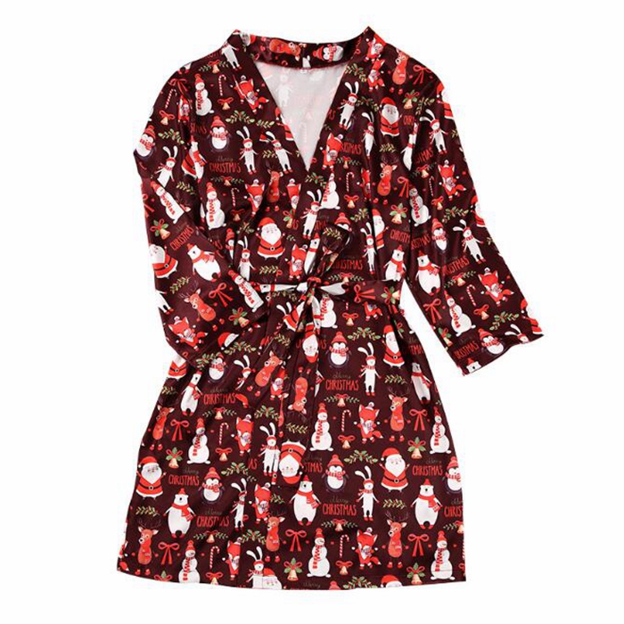 Women Customized Printed Pajamas Sets Christmas Satin Robes