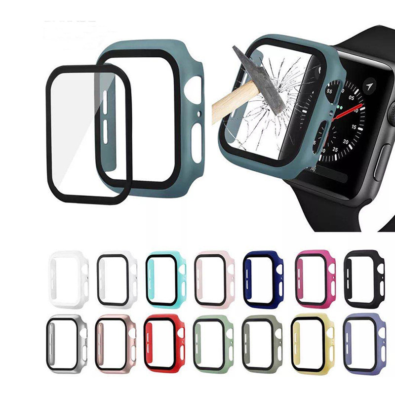 Чехол для часов с полным покрытием, 3D стеклянная Защита экрана для Apple Watch серии 1 2 3 4 5 6 SE, чехлы для iwatch 38 40 42 44 мм, чехол