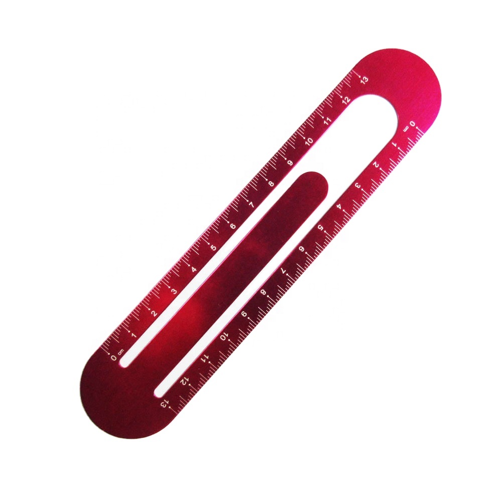 Factory price custom logo metal aluminium 13cm straight bookmark ruler