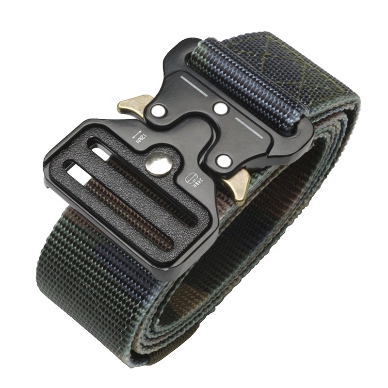 Military Style Web Gun Belt Military Webbing Riggers Tactical Military Belt Heavy-Duty Nylon Fabric Belt With Metal Buckle