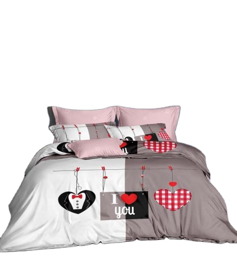 100% polyester Valentine's Day bedding set patterns of love and heart duvet