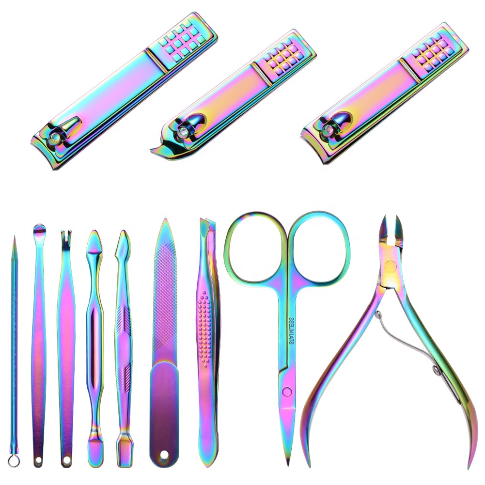 Dazzle Unreal color профессиональный маникюрный набор из 12 предметов, цветной косметический педикюр, 12 шт., цветной набор инструментов для стрижки ногтей