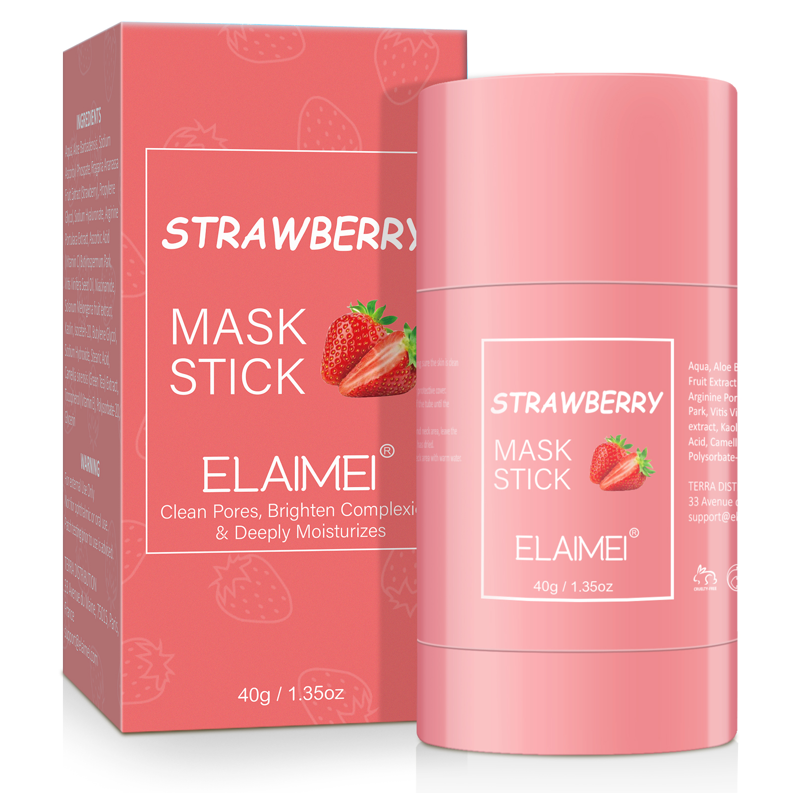 ELAIMEI high quality green mask stick moisturizing anti-wrinkle skin repairing mask mud vegan strawberry clay facial mask stick