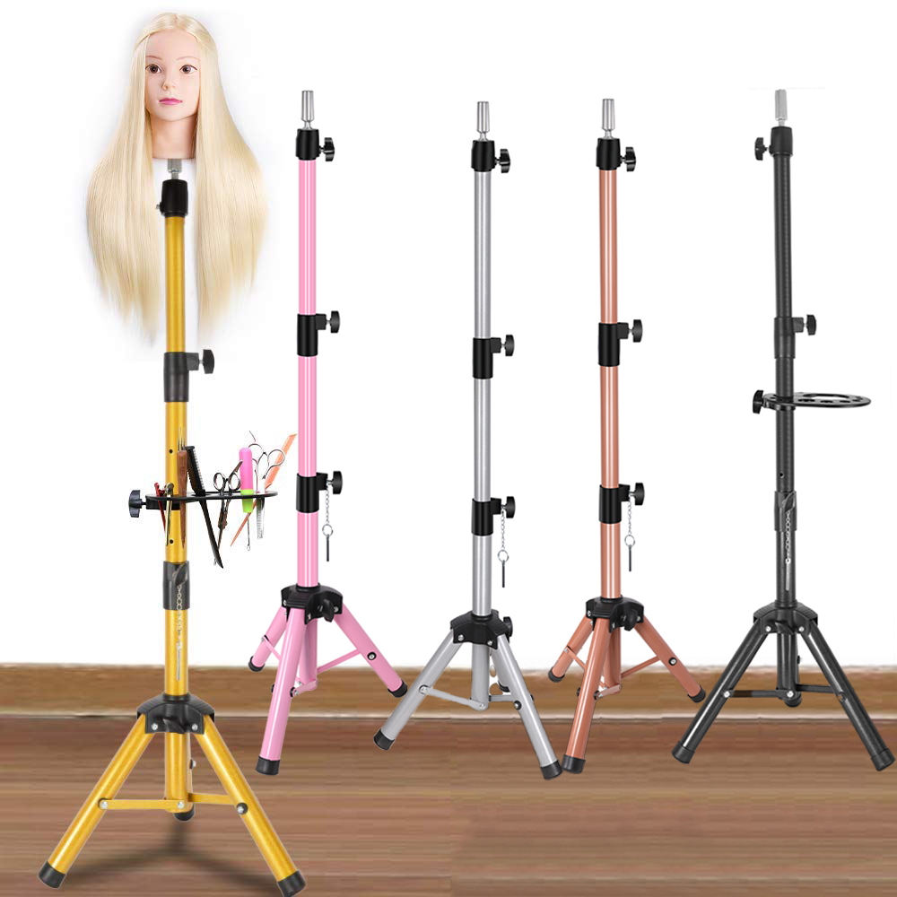 Leeons Mannequin Head Canvas Head Tripod with Tray Heavy Duty Wig Stand Tripod for Wig Making Cosmetology Hairdressing Practice