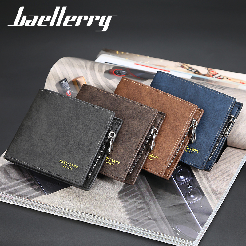 Мужской деловой бумажник baellerry из искусственной кожи, высококачественный модный кошелек с держателем для карт, мужской кошелек на молнии, 2021