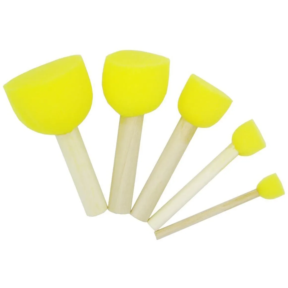 Painting Tools Wooden Handle Round Sponge Foam Brush Set Paint Sponge Foam Paint Brush for Kids Painting Crafts