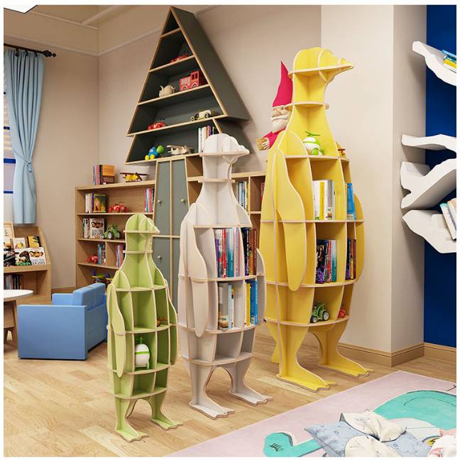creative landing children animal modeling penguin display bookshelf