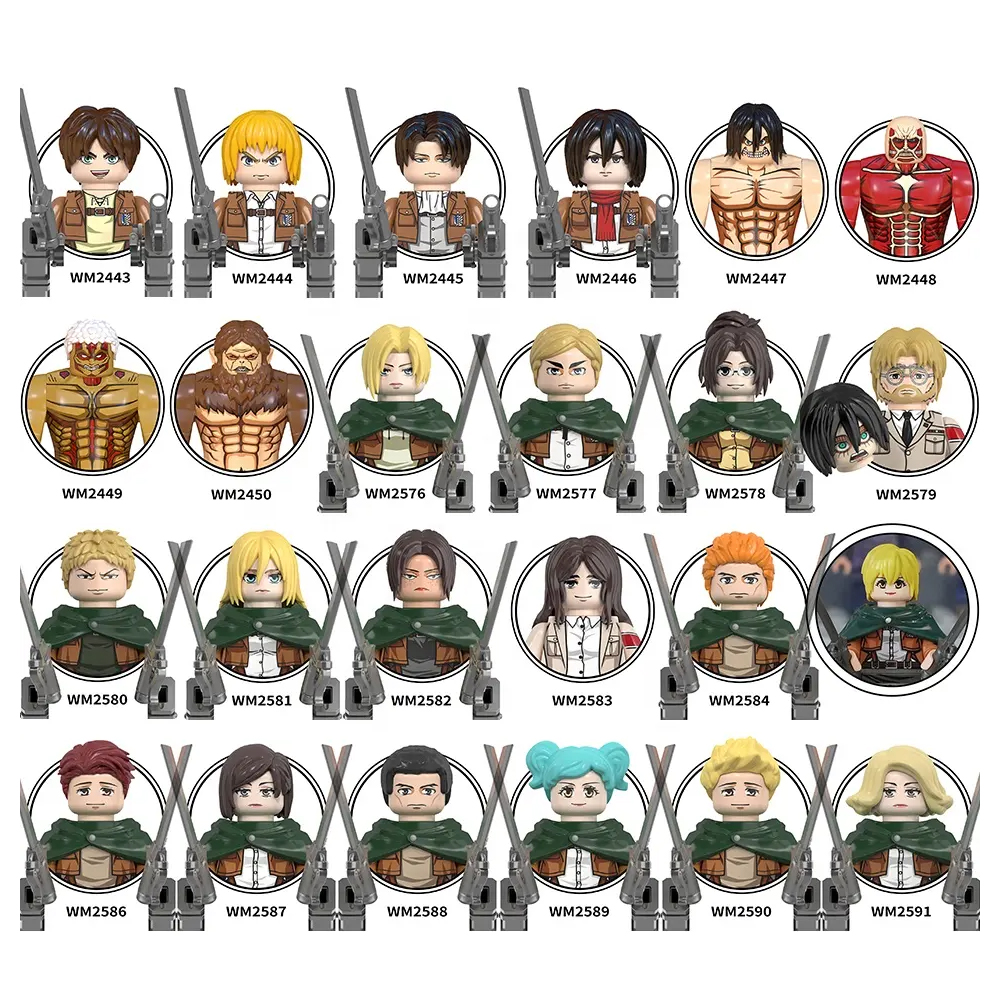 WM6165 Blocks Attack Titan Japanese Anime Mini Eren Jaeger Armin Levi Erwin Ackerman Military Police Regiment Collect Kids Toys