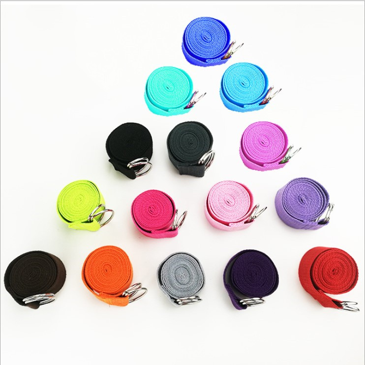 Wholesale Blue Durable Cotton Webbing Dance Stretch Strap D-ring Yoga Belt for Pilates & Gym Workouts