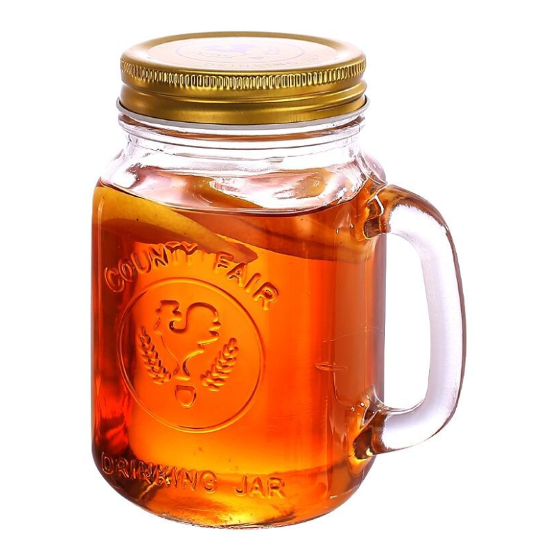 Mason Jar Lids Glass Mugs Round HM Custom Logo Wide Mouth Glass with Metal Minimalist Customize Multifunction Glass Cup Party
