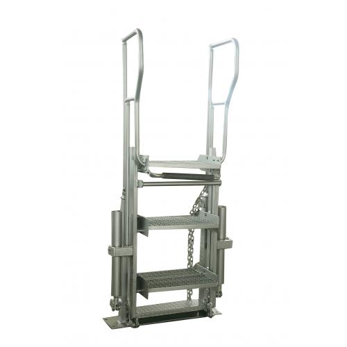 Folding small step stools ladder with aluminum material in oil loading skid-mounted for petroleum chemical gas products