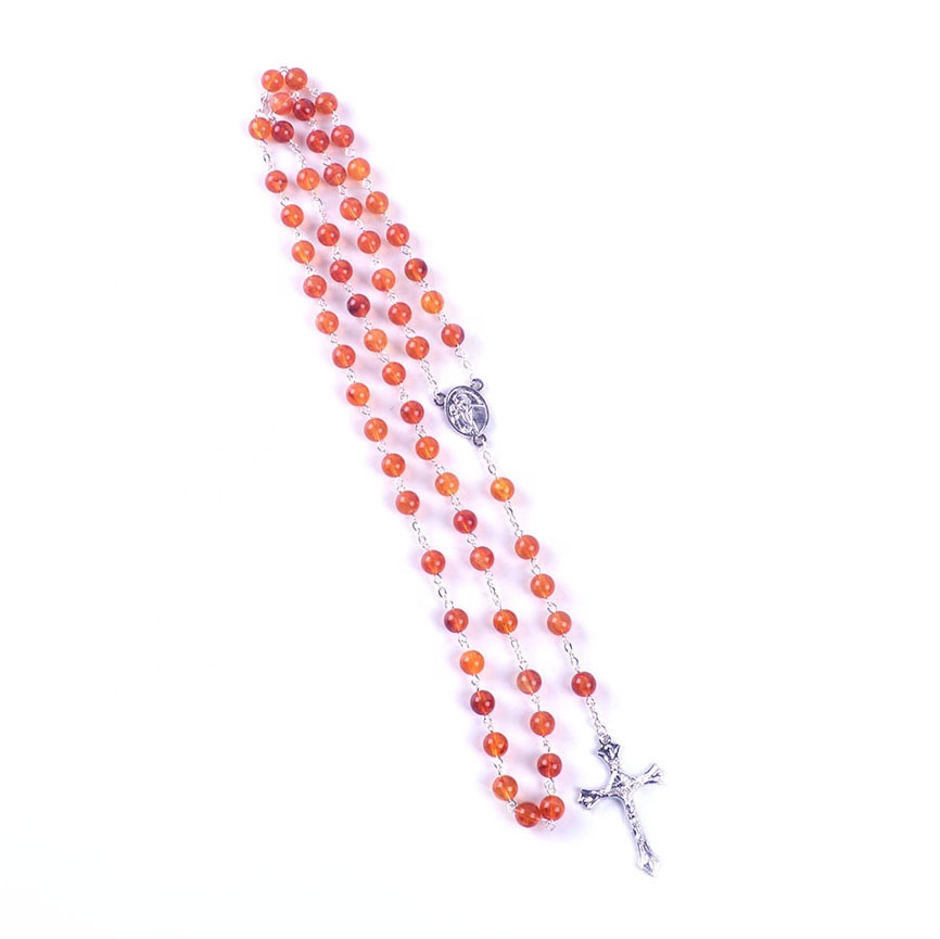 Wholesale Religious Style Plastic Beads Catholic Rosary Necklace With Cross Pendant