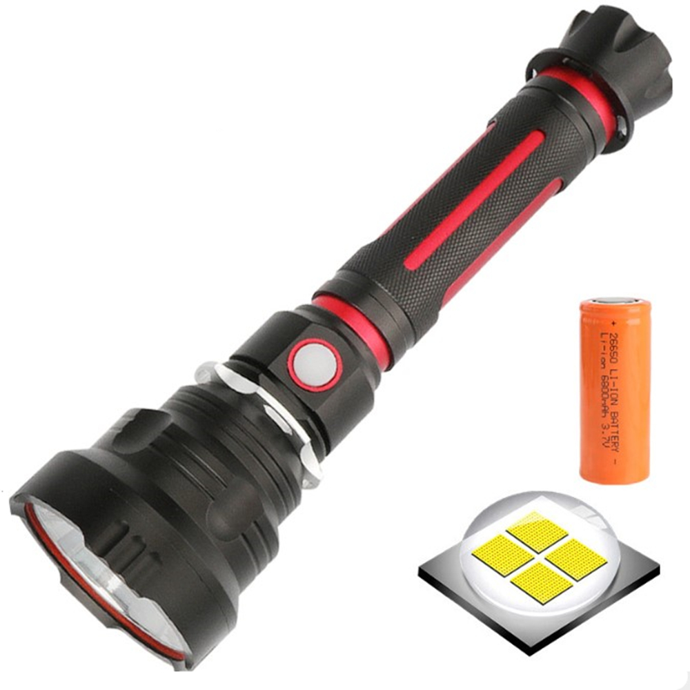 XLM-P70 LED Flashlight Super Bright Water Resistant Tactical torch for Outdoor Camping Rechargeable Battery High Power