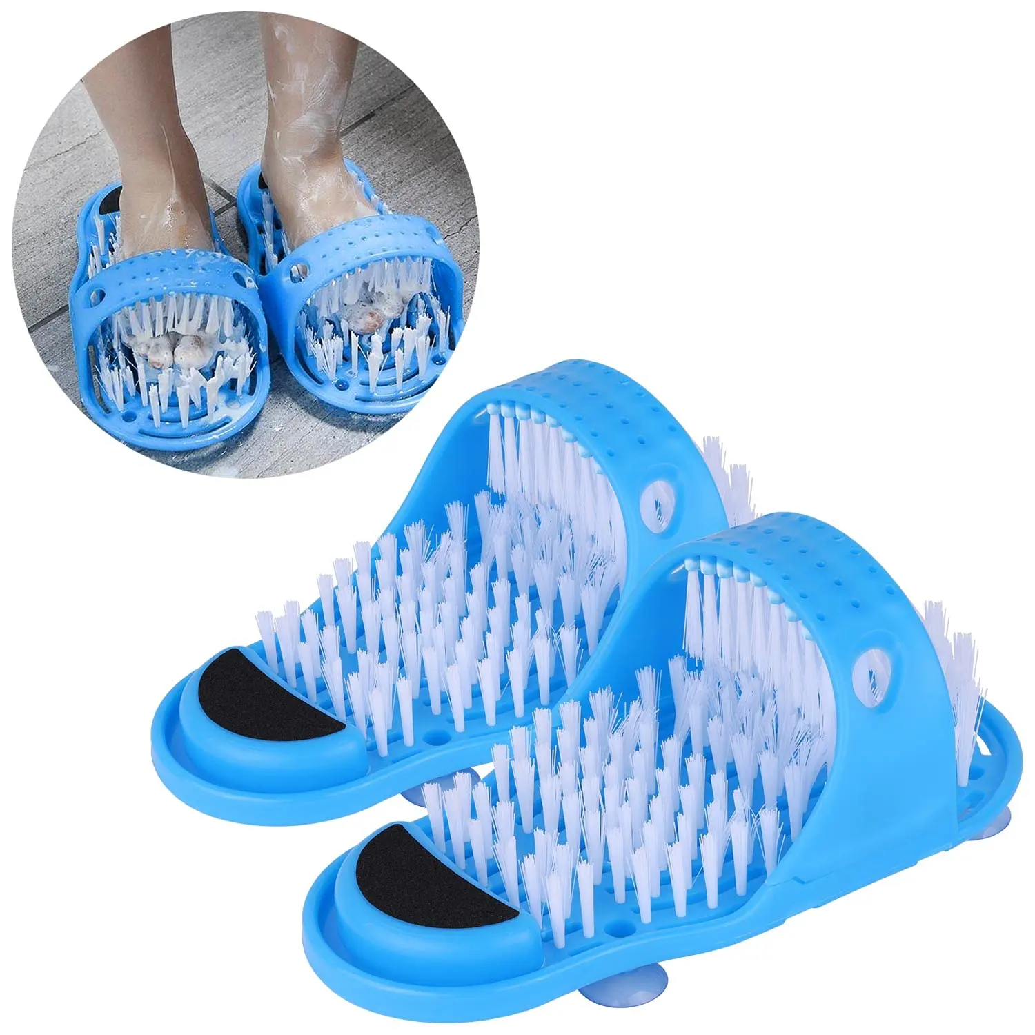 Magic Foot Scrubber Feet Cleaner Washer Brush for Shower Floor Spas Massage, Slipper for Exfoliating Cleaning Foot 1 Pair
