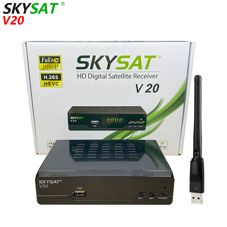 Спутниковый ТВ приемник H.265 SKYSAT V20 Поддержка RJ45 WiFi CS CCCam Newcamd Autoroll Powervu Xtream IPTV декодер
