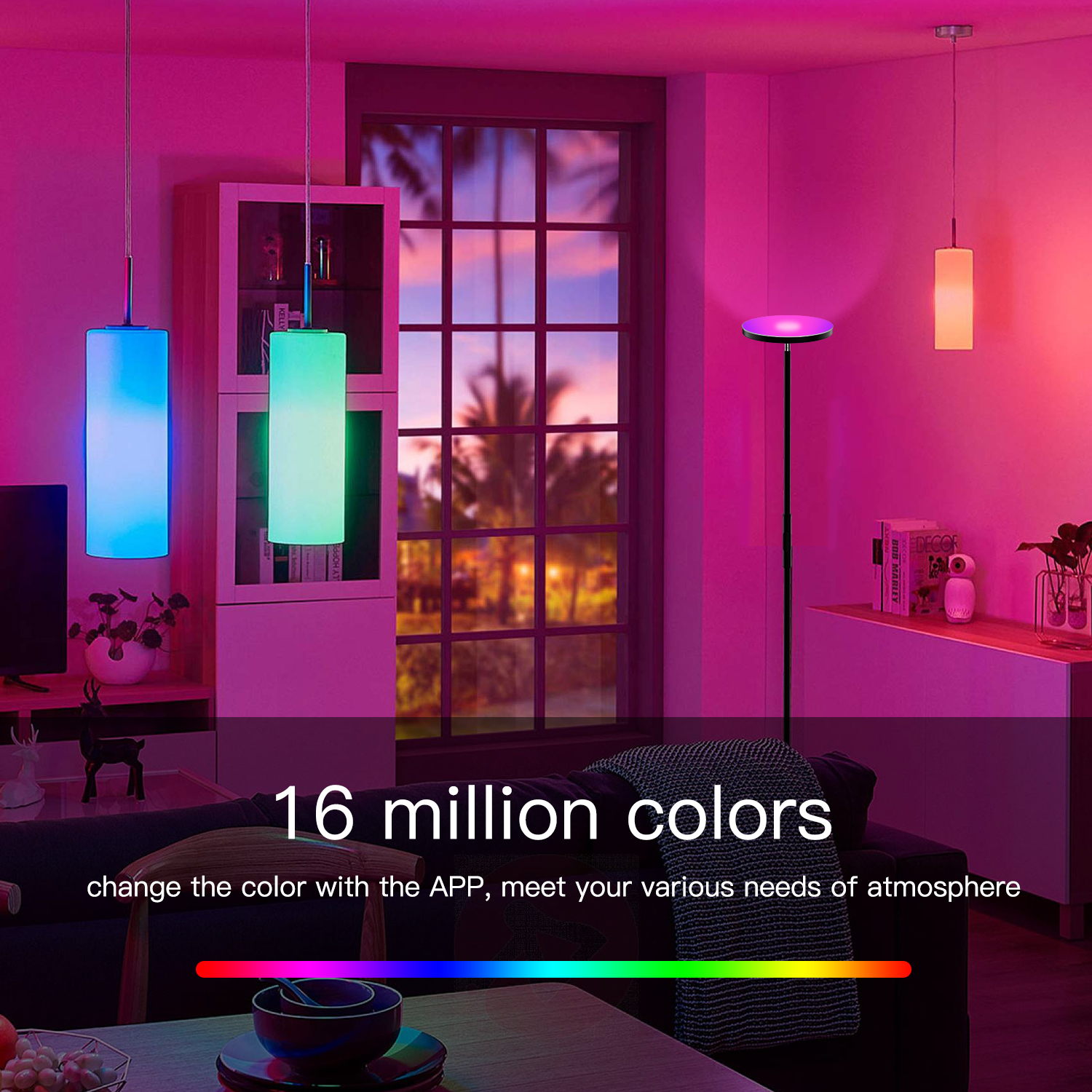 Amazon Крытый Современный многоцветный RGB led Домашний Светильник украшение для спальни угловой скандинавский светильник приложение wifi умная светодиодная напольная лампа