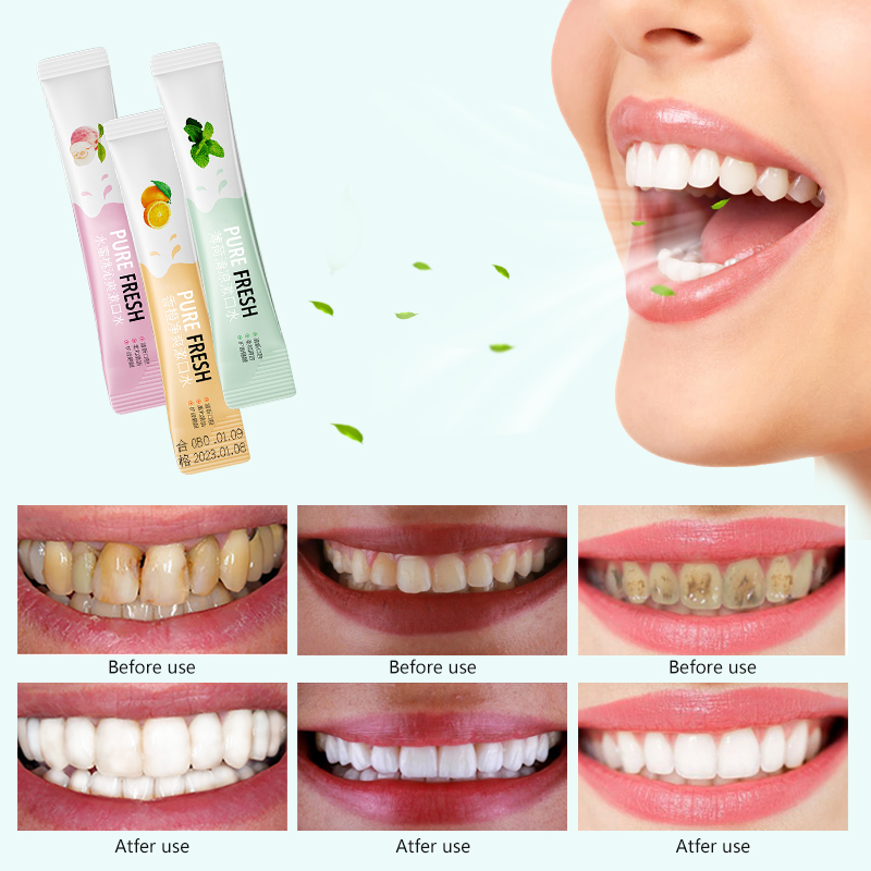 Private Label Bad breath Natural Organic Disposable Sachets Hotel Herbal Alcohol Free Whitening Mint Mouthwash