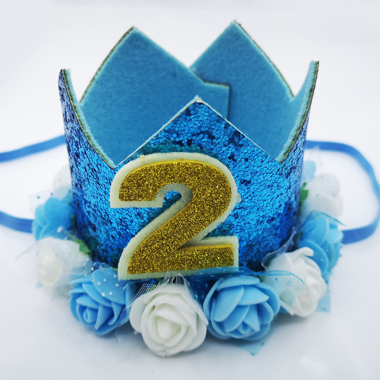 Children Happy Birthday Hat Princess Crown 1st 2nd 3rd Year Old Number Baby Kids Hair Accessory