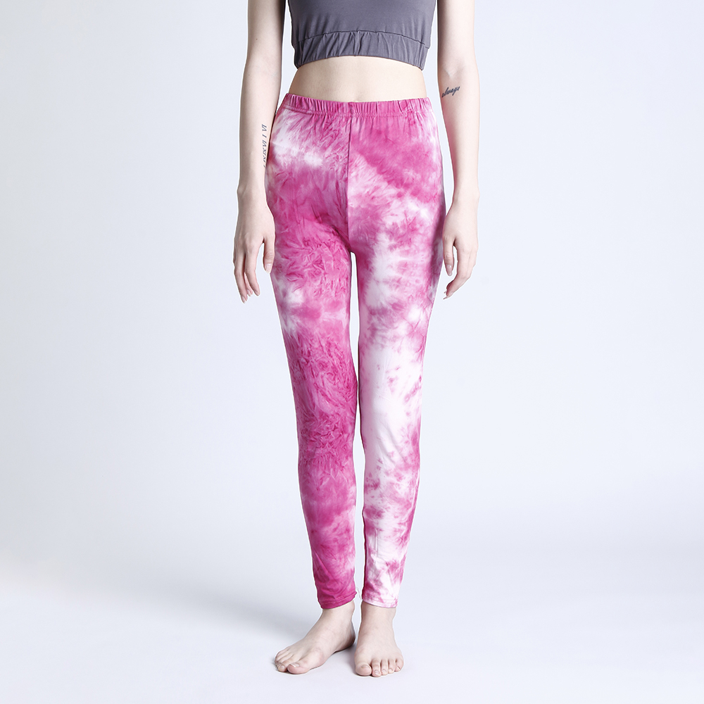 Women Casual High Waist Digital Printed Color Tie Dye Striped Plaid Workout Seamless Breathable Soft Leggings