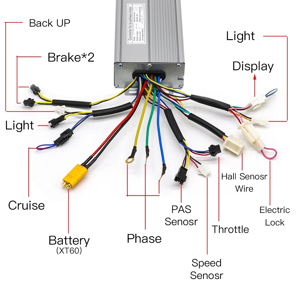 Фара для электровелосипеда в контроллер 24V 36V 48V 250W 350W 500W 750W 1000W 1500W безщеточный 6, 9, 12, 18, Mosfet KT контроллер для электрического велосипеда