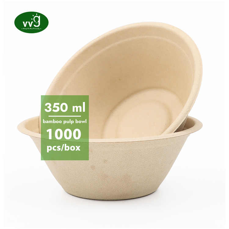 VVG biodegradable bamboo pulp microwavable round 12oz food salad ice cream serving smoothie bowl disposable