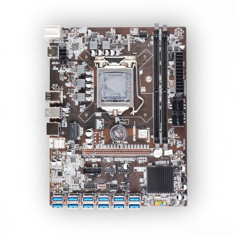 Двухканальная материнская плата LGA1151 B250 для майнинга DDR4 BTC 12 USB B250C