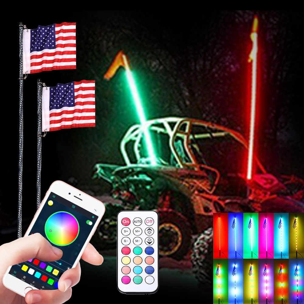 UTV lovers whip lights внедорожные atv utv лампы для флага 3ft 4ft 5ft антенны светодио дный rzr polaris RGB антенна wifi для джипа грузовика