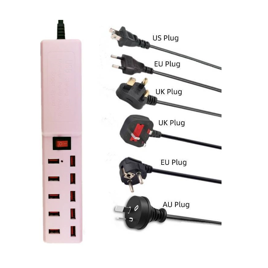 JuBo US StandardPower Socket Strip Charging Cable Plug Socket Outlet Multi-Port USB Mobile Phone