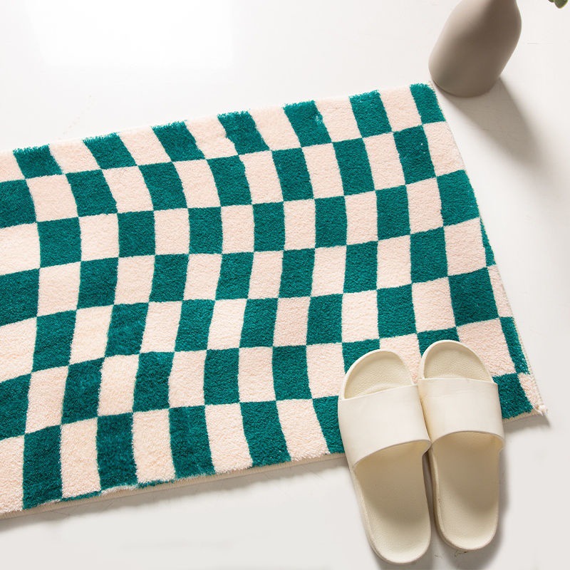 Modern Washable Checkerboard Rug Fuzzy Living Room Durable Floor Carpet