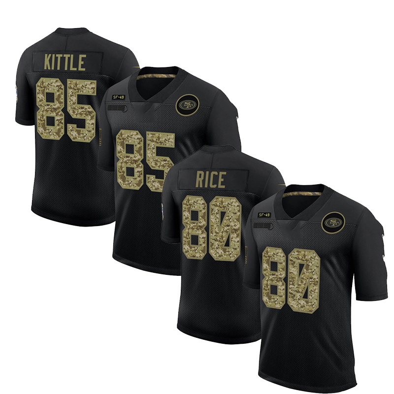 Оптовая продажа, новинка 2021, мужские футболки BOSA 97 # KITTLE 85 # RICE 80 # KAEPERNICK 7 # Монтана 16 #, черные камуфляжные американские оливковые футболки