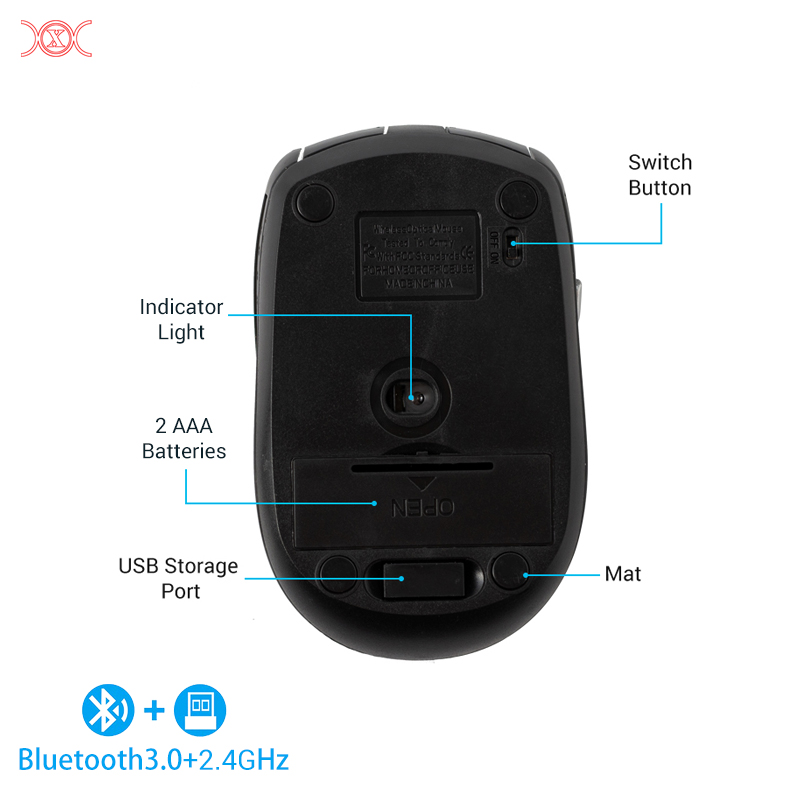 3.0 BT 2.4Ghz Mice Dual Mode 6D Optical USB Receiver Wireless Inalambrico Mouse For Logitech
