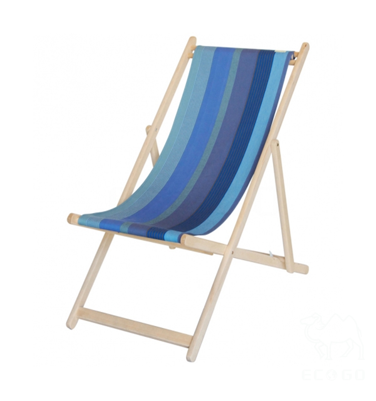 Folding Beach Sling Chair Fabric and Bamboo Wooden Frame