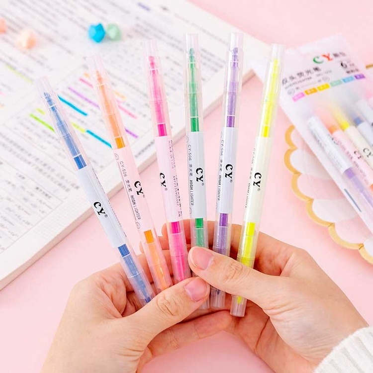 6 pcs Pen Marker pen double head pen Dot Text for Students/ Decoration 6 colors/12 colors