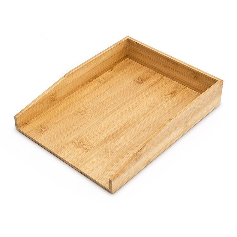 Custom Eco Friendly Office Desktop Organizer Bamboo Wood Letter Tray